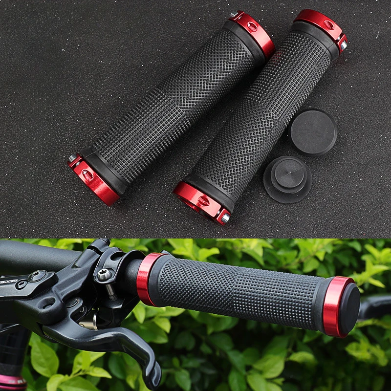 Bicycle Rubber Grips MTB Alloy Lock Bilateral Lock Handlebar Grips Anti Slip Cycling Handlebar Sleeve BMX Bicycle Accessories