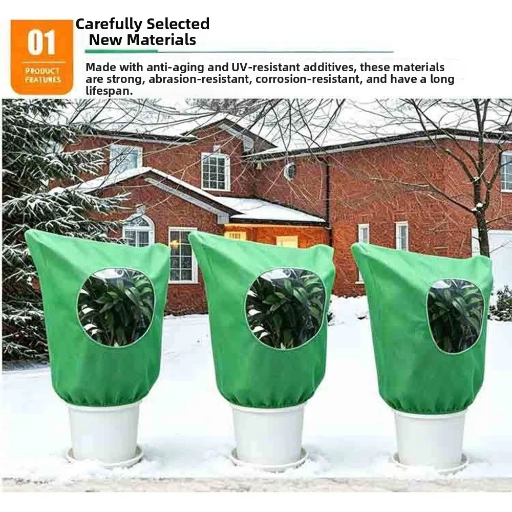 Non-Woven Fabric Plant Frost Protection Cover Breathable with Transparent Window Plant Anti-Freeze Cover Cold Resistant