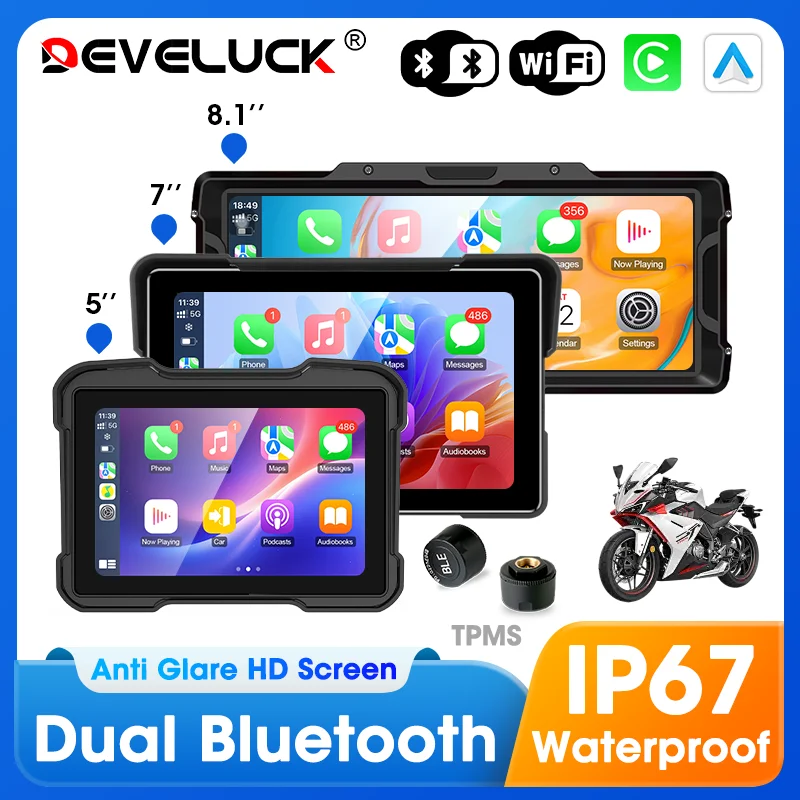 

Develuck Carplay мотоциклетная навигация GPS цифровые мотоциклы приборная панель IPX7 водонепроницаемые аксессуары для мотоциклетного экрана двойной Bluetooth