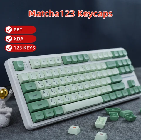 Capuchons de touches mécaniques PBT123, profil bas, personnalisés, Matcha XDA, compatibilité coréenne russe 61/64/68/87/104/108k