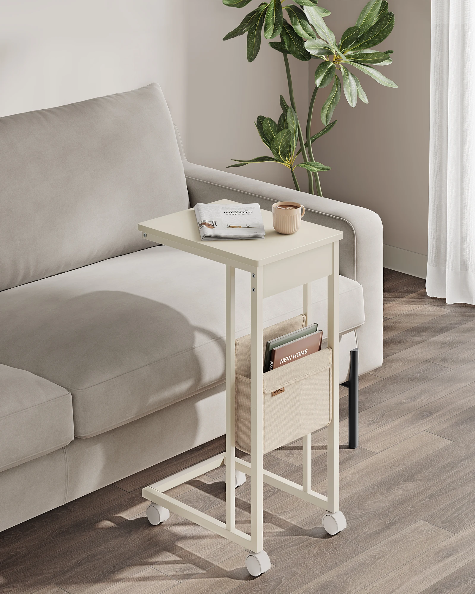 VASAGLE side table, for small spaces, with storage s bag, rolls, 30x40x62 cm