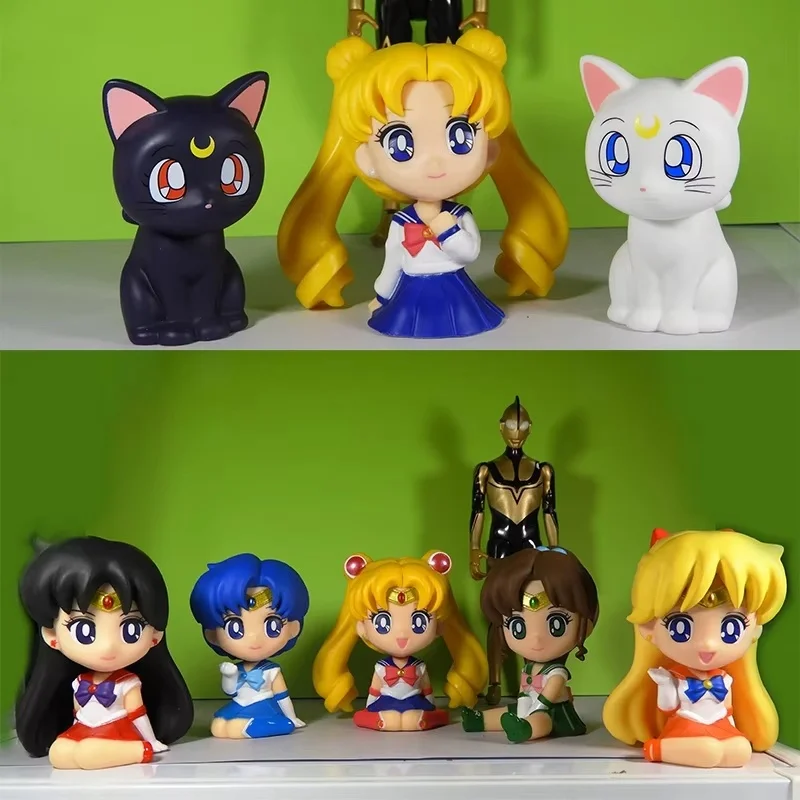 Echte Bandai 8,5 cm Sailor Moon Blind Box Pvc-model Handgemaakte Boxed Egg Desktop Ornament Collectie Versie Verjaardag Speelgoed Cadeau