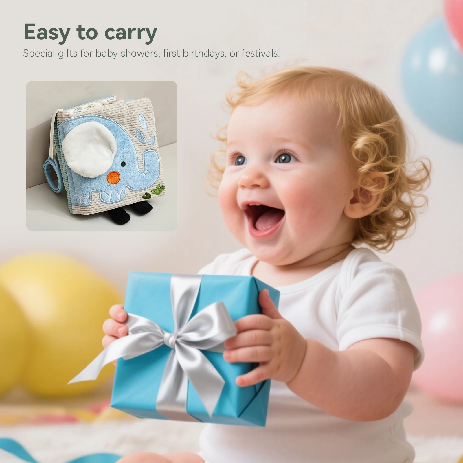 Baby Security Blanket Lovey Plush Cartoon Lamb Comforter Portable Sensory Hanging Grasp Toy for Newborns Early Learning