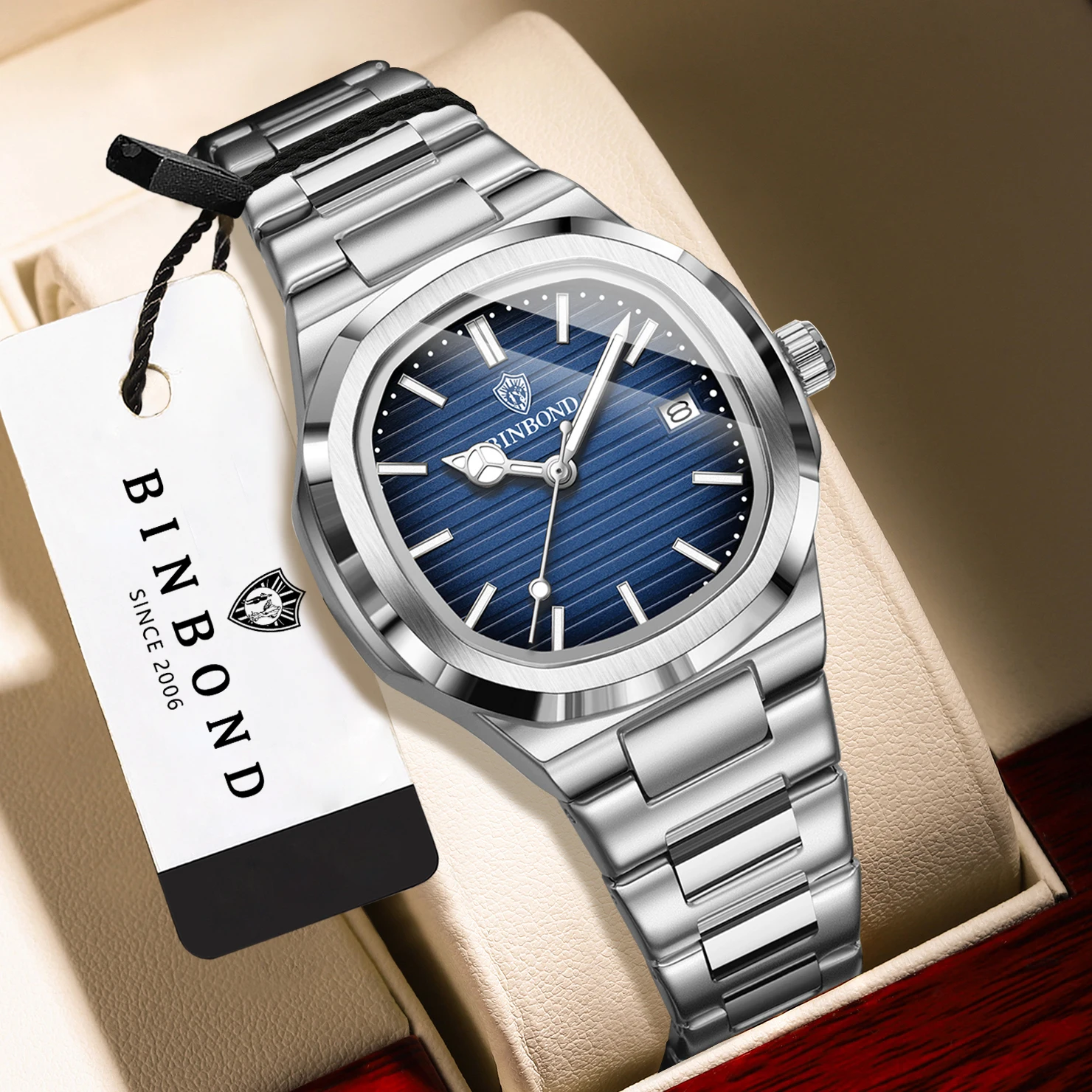 Relojes casuales BINBOND para mujer, relojes de cuarzo precisos, de lujo, luminosos, resistentes al agua, duraderos, con fecha automática.