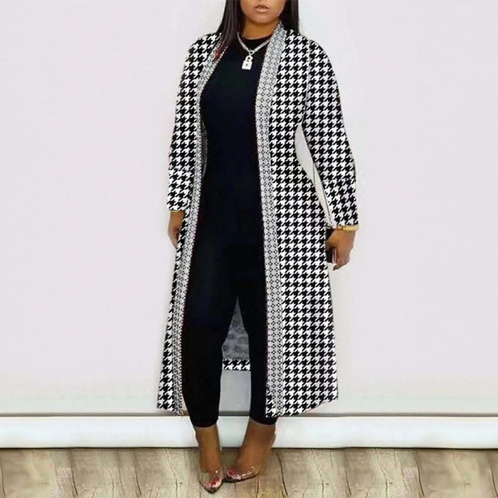 

Женский зимний плащ свободного покроя с полным принтом и открытым передом с длинными рукавами, повседневная модная верхняя одежда