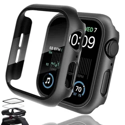 Verre et couvercle pour Apple Watch, étui pour Apple Watch 9, 8, 7, 6, SE 5, accessoires iWatch, protecteur d'écran, série 44mm, 40mm, 41mm, 45mm, 42mm, 38mm