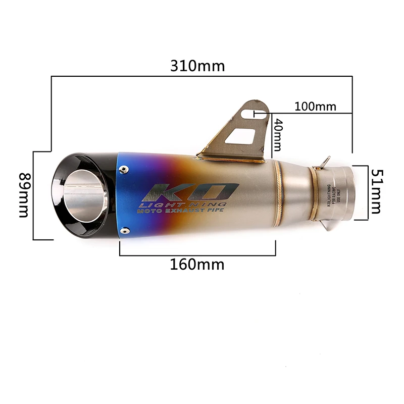 Slip On 51mm Motorcycle Exhaust Pipe Titanium Alloy Front Link Tube Carbon Fiber Muffler Tail Escape For Kawasaki Ninja ZX25R