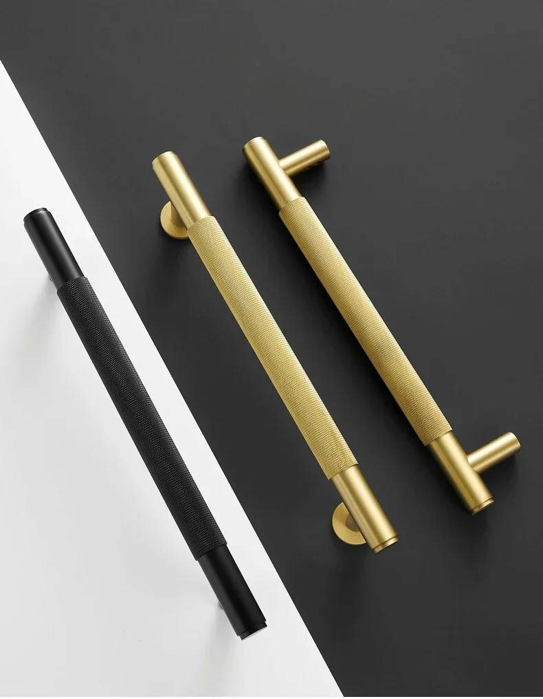 Brass Door Double Single Sided Knurled Pull Bar Wood Gate Glass Door Shower Room Matt Gold Black Handle Brass