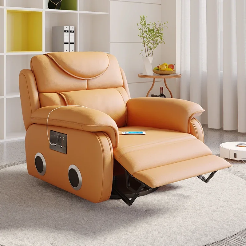 European Modern furniture living room sofa Electric recliner Leather sofa set design with USB and massage + storage function