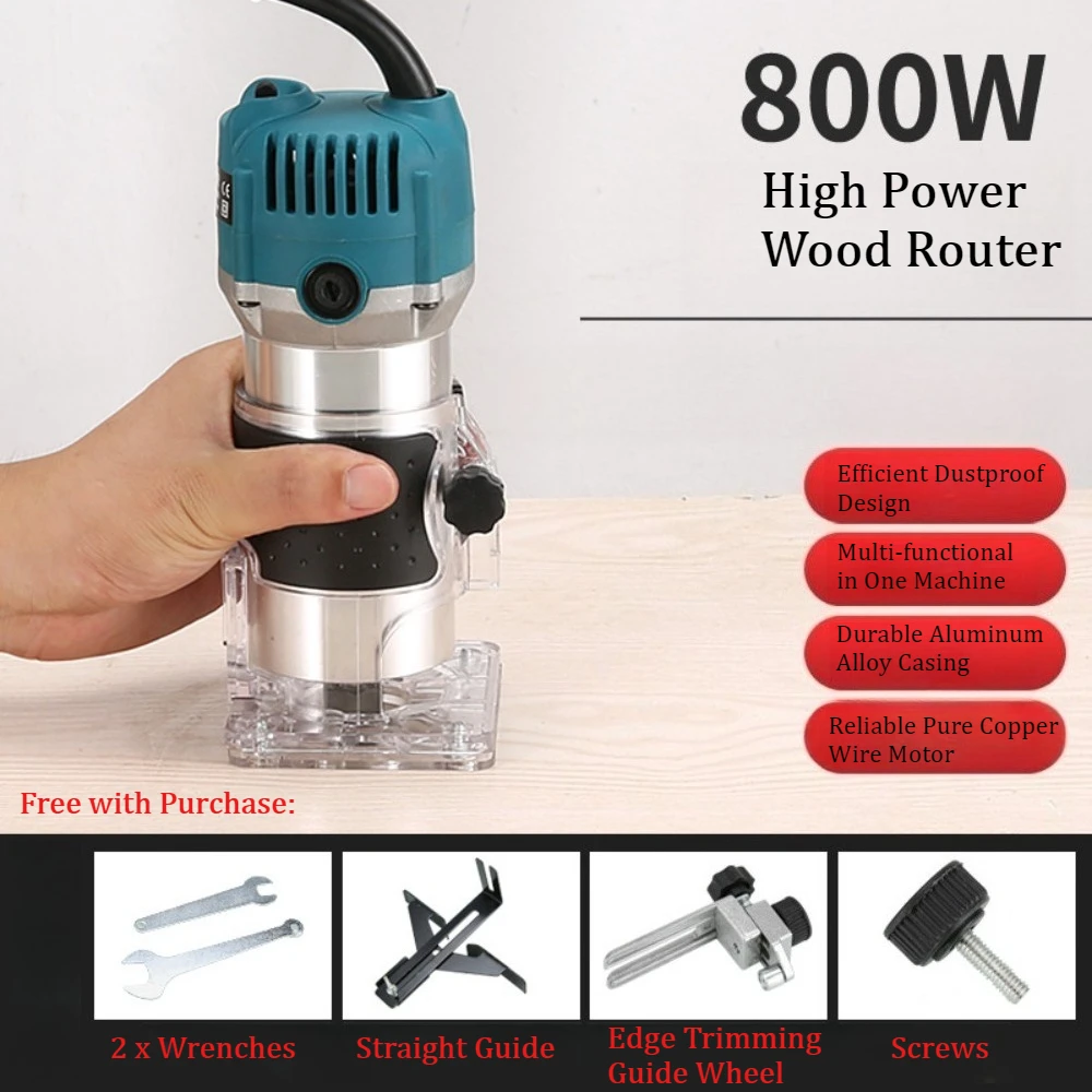 220V 110V Electric Wood Trimmer Router Woodworking Slotting Machine Carving Engraving Hole Opener Carpenter Power Tool