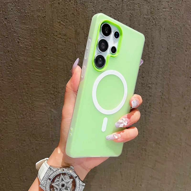 Candy Color Magnetic Silicone TPU Phone Case for Samsung Galaxy S26 S24 S25 Ultra S23 Plus FE For Magsafe Wireless Charge Covers