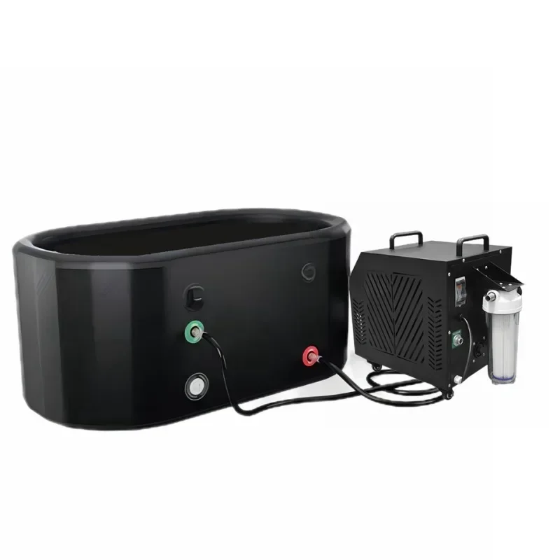 

Fast delivery large black ice bath machine optional water chiller portable Inflatable Tub Recovery barrel Cold Plunge