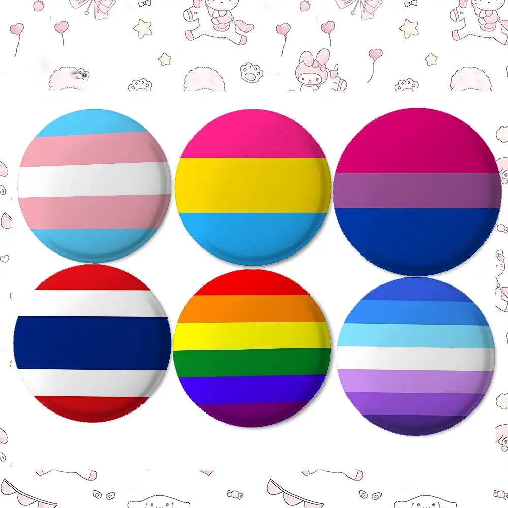 Genderfluid Pride Original Asexual Flag Badges Tinplate Soft Button Pin Brooch Metal Badge Custom Jewelry Accessories Bag Lapel