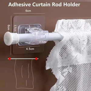 2/4 Buah Braket Batang Gorden Kait Penahan Batang Gorden Berperekat Bebas Kuku Kait Batang Gorden Dapat Disesuaikan Gantungan Gorden 8 tempat gorden penjualan terbaik - №