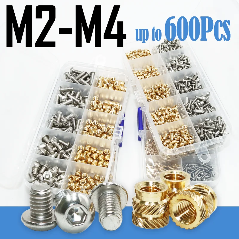 

Brass Insert Knurled Thread Nut and Stainless Steel Hex Socket Head Screw Hot Melt Heat Molding Embedment Copper 3D Printer Nut