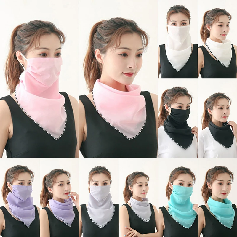 

1Pc Women Mask Scarf Sun Protection Mask Outdoor Riding Dustproof Running Cycling Ear Hangers Silk Scarf Handkerchief