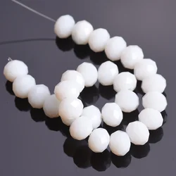 Porcelain White 3mm 4mm 6mm 8mm 10mm 12mm 14mm Rondelle Faceted Crystal Glass Loose Spacer Beads For Jewelry Making DIY