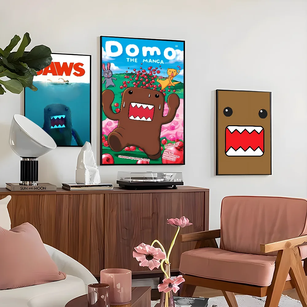Cute Domo Kun Poster Self-adhesive Art Waterproof Paper Sticker Coffee House Bar Room Wall Decor