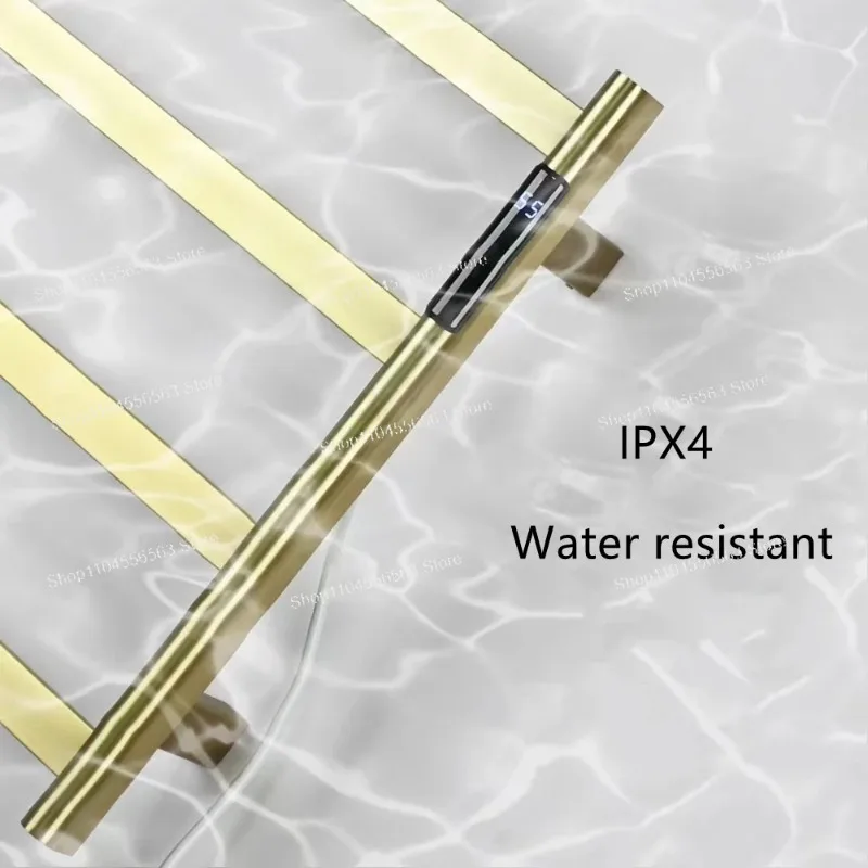 رف مناشف ساخن ذهبي مصقول - ستانلس ستيل ذكي مع تحكم في درجة الحرارة ومؤقت #3