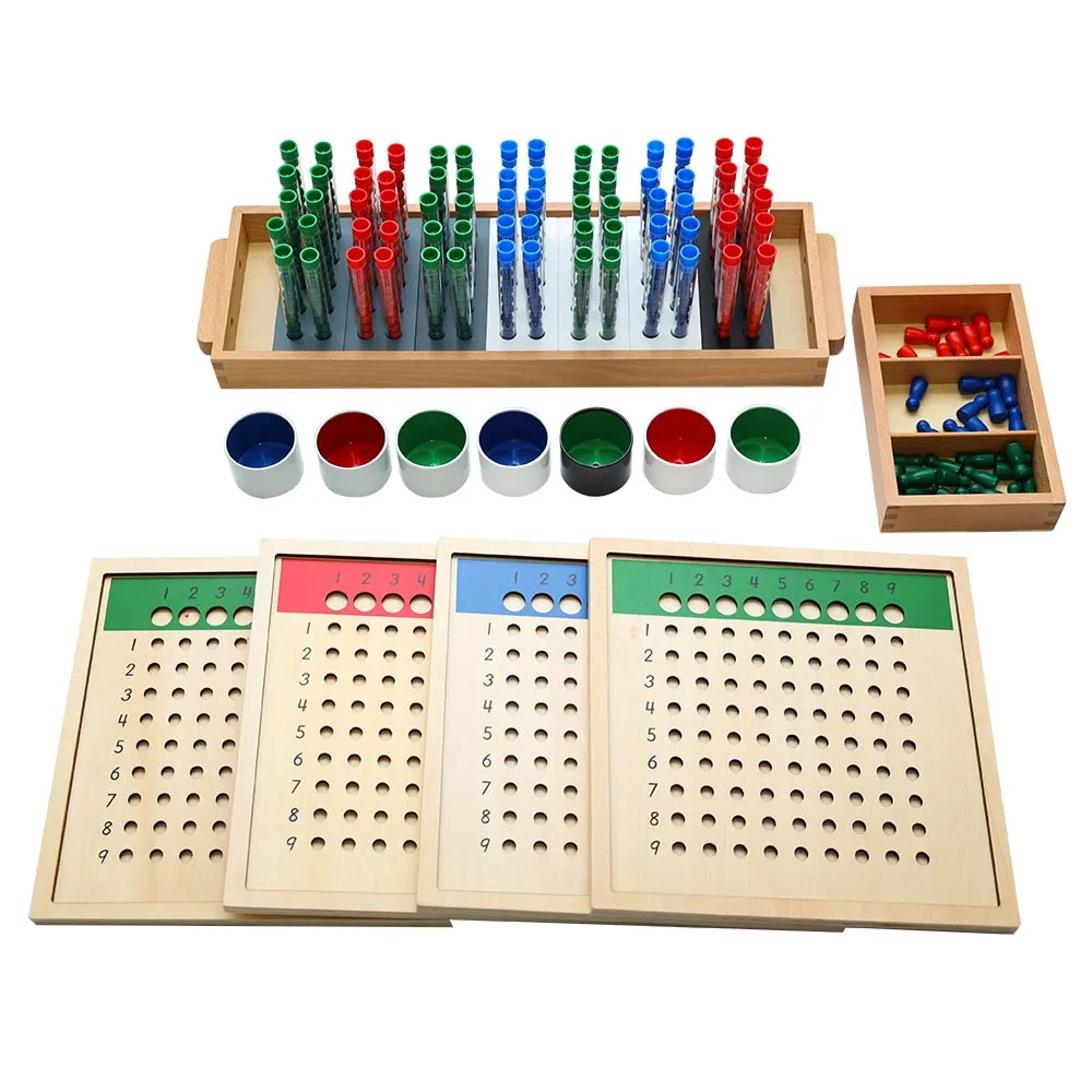 Montessori Long Division Board Baby Wooden Educational Toys Mathematics Learning Preschool Teaching Aids Test Tube Division