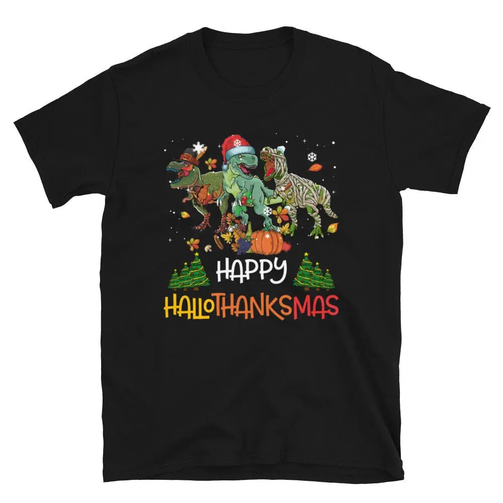 

Happy Hallowthanksmas Funny Cute T-Rex Xmas Thanksgiving Holiday Lovers T-Shirt