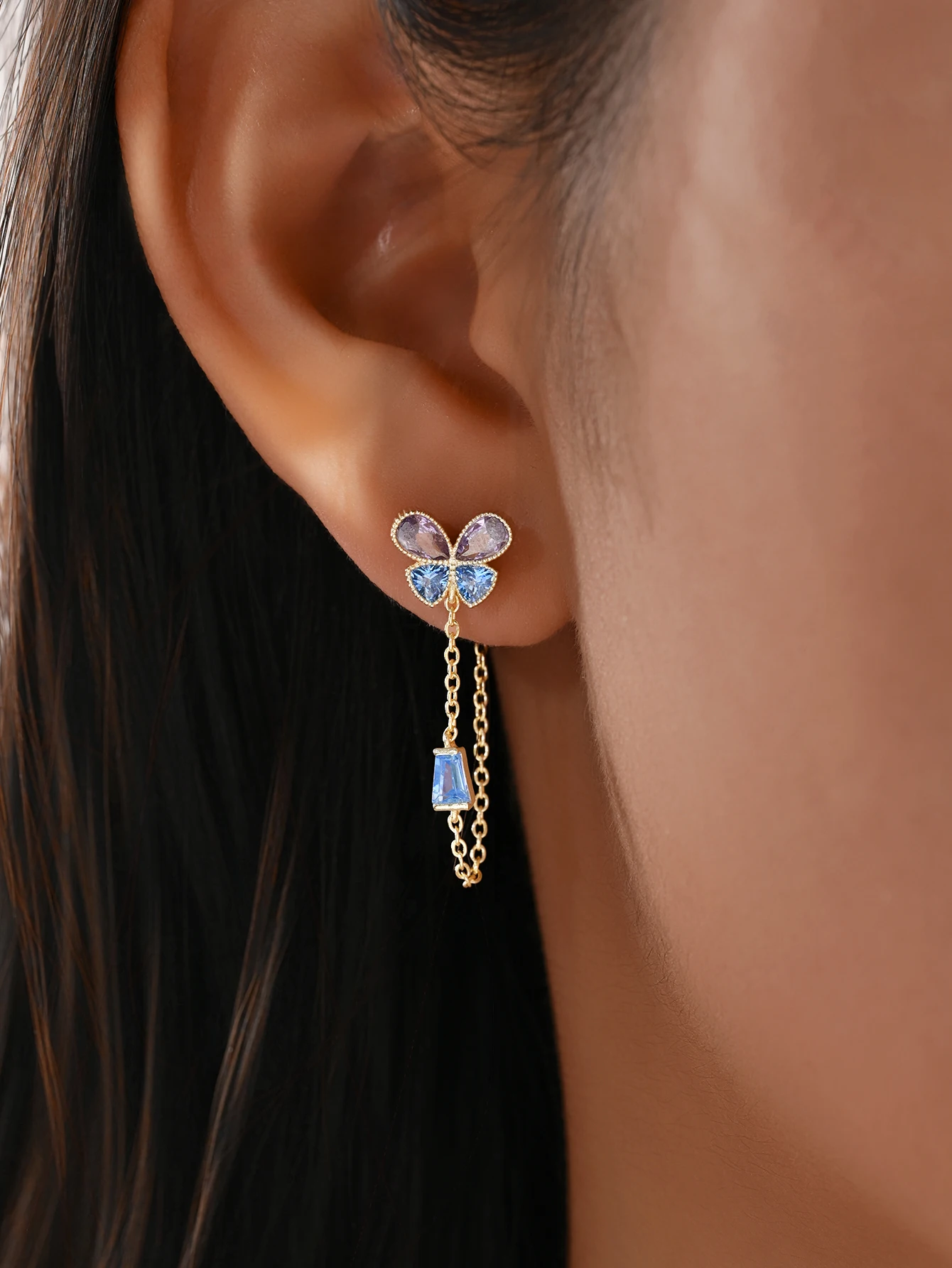 Dreamy Fringe Butterfly 925 Sterling Silver Inlaid Zircon Earrings With Gentle Temperament And Sweet Style Jewelry Accessories