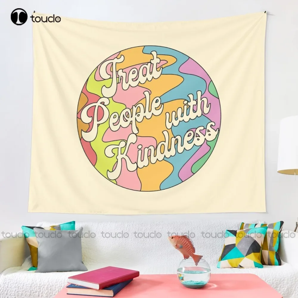 Groovy Treat 'Em With Kindness Design Tapestry Tapestry Dark Tapestry Wall Hanging For Living Room Bedroom Dorm Room Home Decor