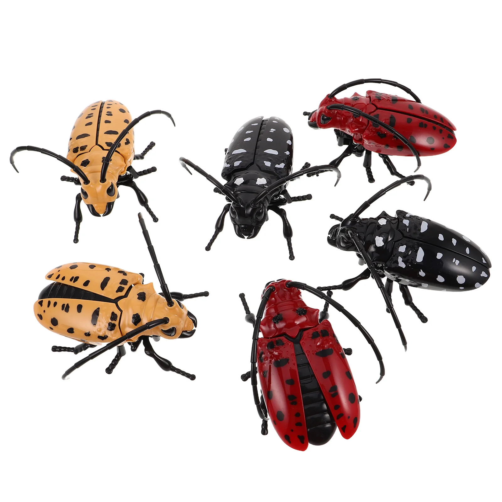 6 pçs acabar inseto plástico realista longicórnio besouro simulação rastejando bug brincadeira festa favor realista longicórnio besouro brinquedo