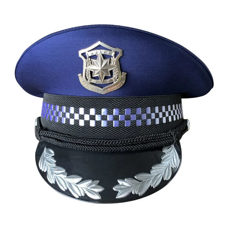 New Men navy blue Security Guard Army Visor Caps Military Police Hat For Cosplay Halloween Christmas Holiday Gifts