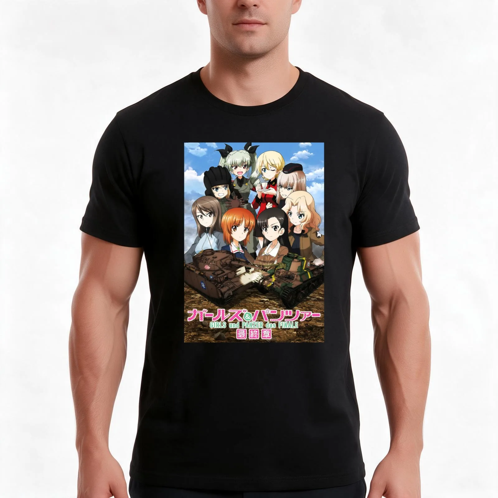 Anime Girls Und Panzer The Finale T-Shirt, Summer Casual Cotton Tee, Oversized Streetwear Tops, Vintage Graphic Print