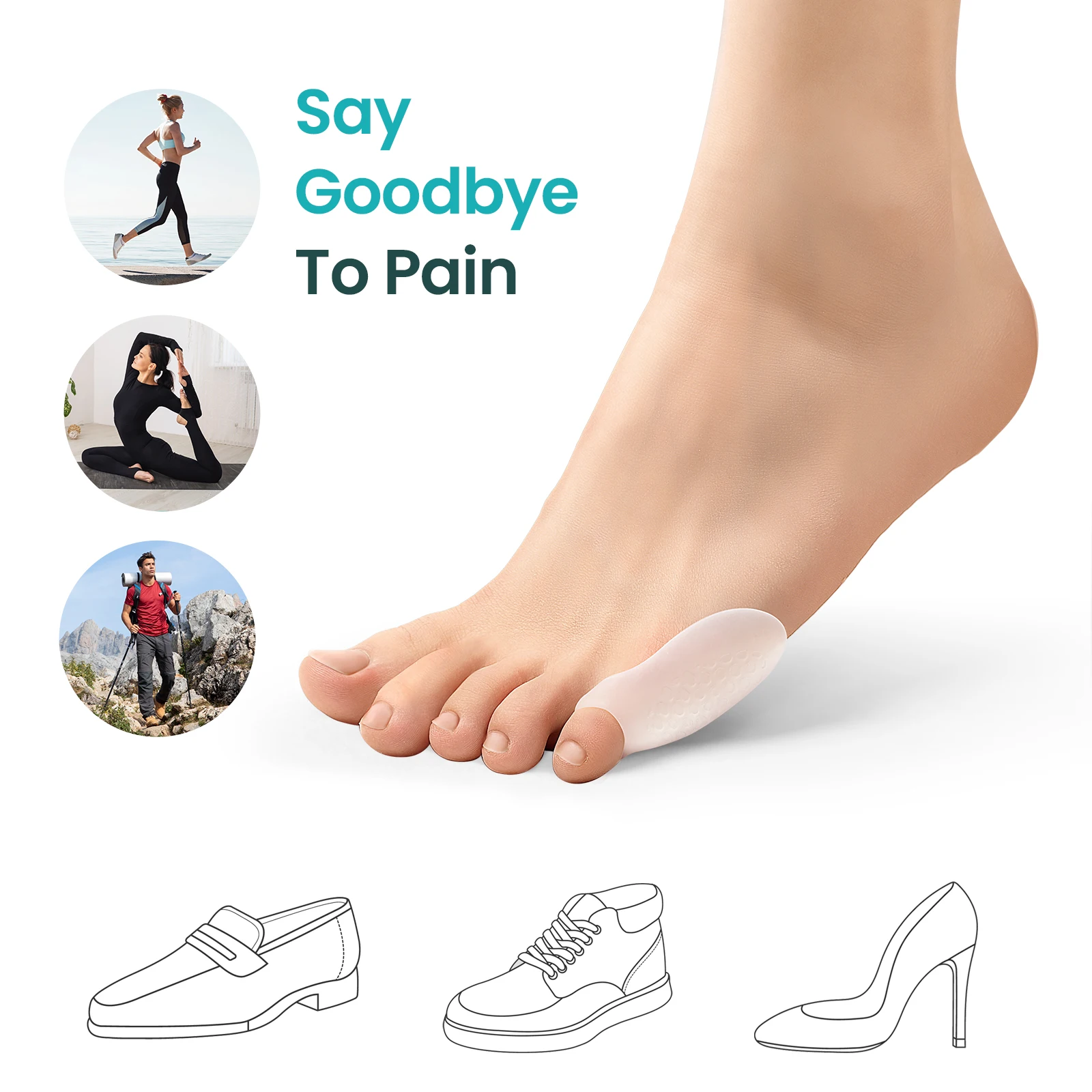 

2Pcs Silicone Pinky Toe Separator Bunion Corrector Pads Toe Spacers Separator Hallux Valgus Straightener Feet Adjuster Pedicure