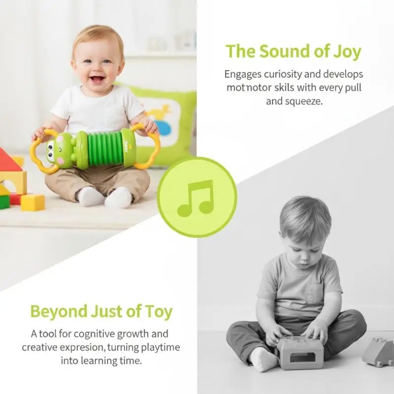 Cute Frog Baby Accordion Sensory Toy Soft Sound Stroller Hangable For Toddlers On-The-Go Early Entertainment