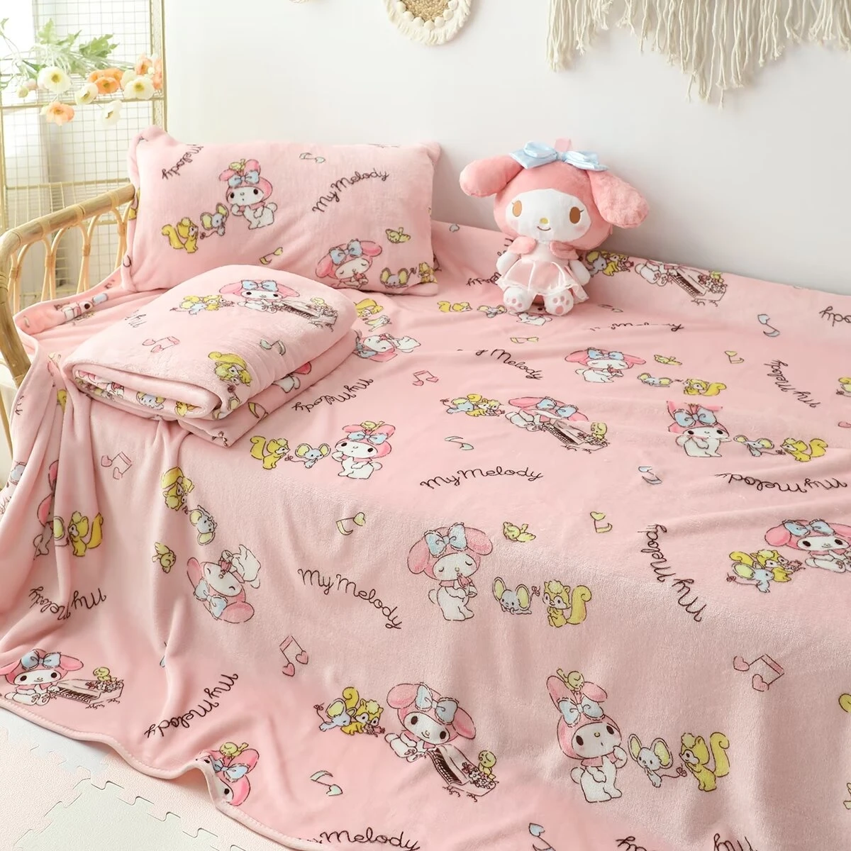 Sanrio Cute My Melody Warm Blanket Lovely Cartoon Printed Blanket For Office Dormitory Comfortable Nap Blanket Kawaii Sheet Girl