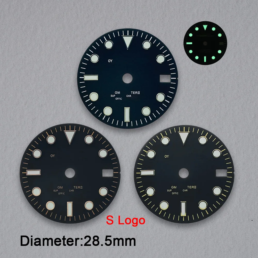 

NH35 Dial 28.5mm Black Dial S Dial Green Luminous For NH35 NH36 Movements Watch Accessories Repair