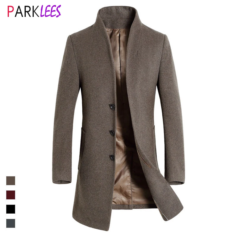 Classic Wool Trench Coat Male 2023 Winter New Slim Fit Men Cashmere Coat Formal Casual Woolen Peacoat Windbreaker Manteau Homme