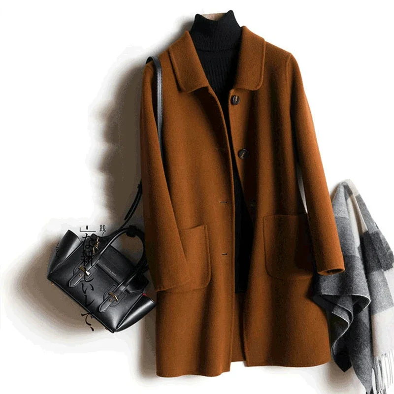 AYUNSUE Casual Woman 100% Wool Coat Female Autumn Winter Jacket Women 2020 Fashion Long Wool Jackets manteau femme hiver Q18011