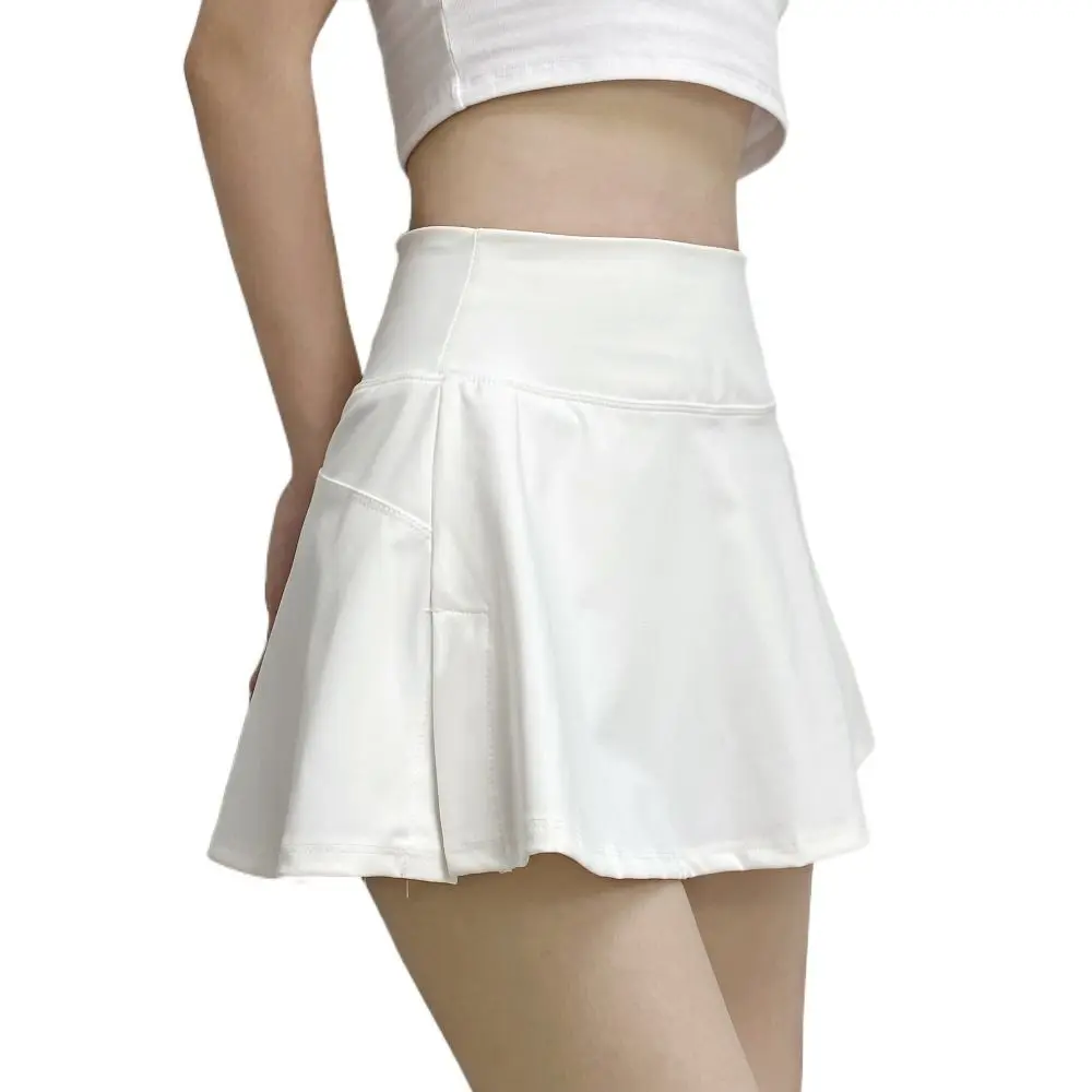 

Split 2 in 1 Yoga Skirt Shorts Elastic Safty Lining High Waist Sports Skirt Fitness Anti Exposure Women's Summer Skirt Summer