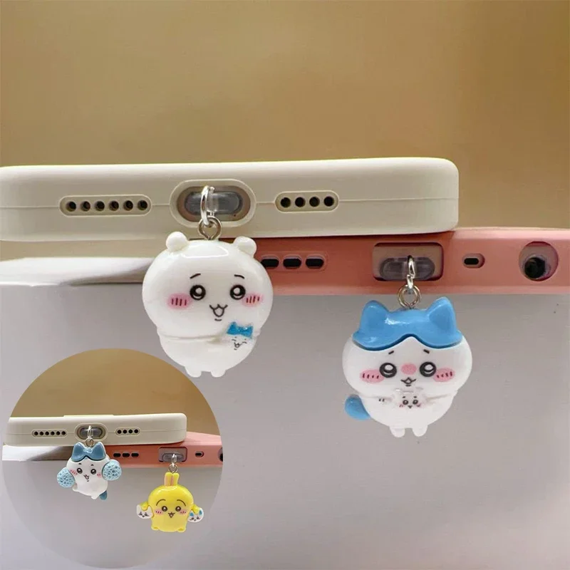 Chiikawa Zatyczka przeciwkurzowa do telefonu iPhone 7-15 z interfejsem Type-C, urocze akcesorium dekoracyjne w kształcie hachigami, uniwersalna zatyczka przeciwkurzowa do telefonu