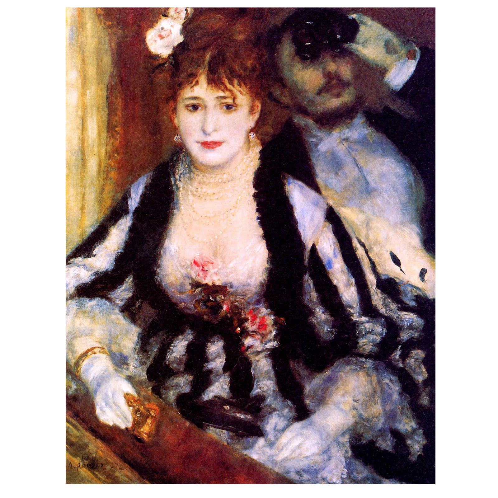 

Hand painted famous oil painting reproduction of The Box by Pierre-Auguste Renoir Impression portrait oil painting on canvas