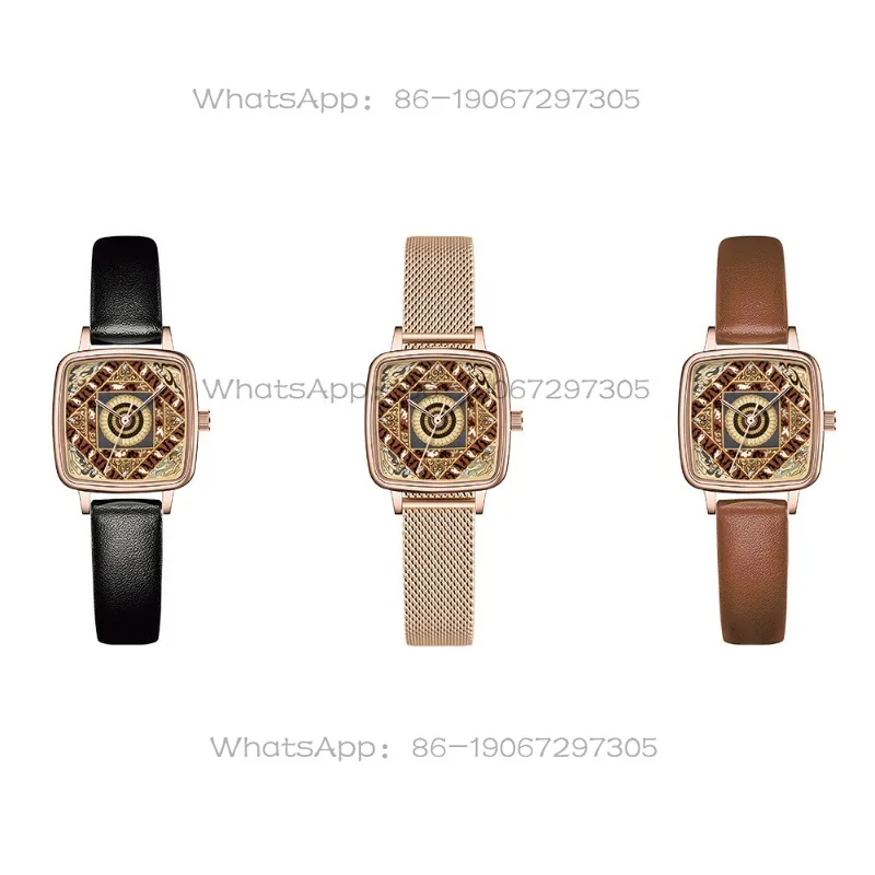 Traditional Pattern Literary Retro Small Square Watch Girl