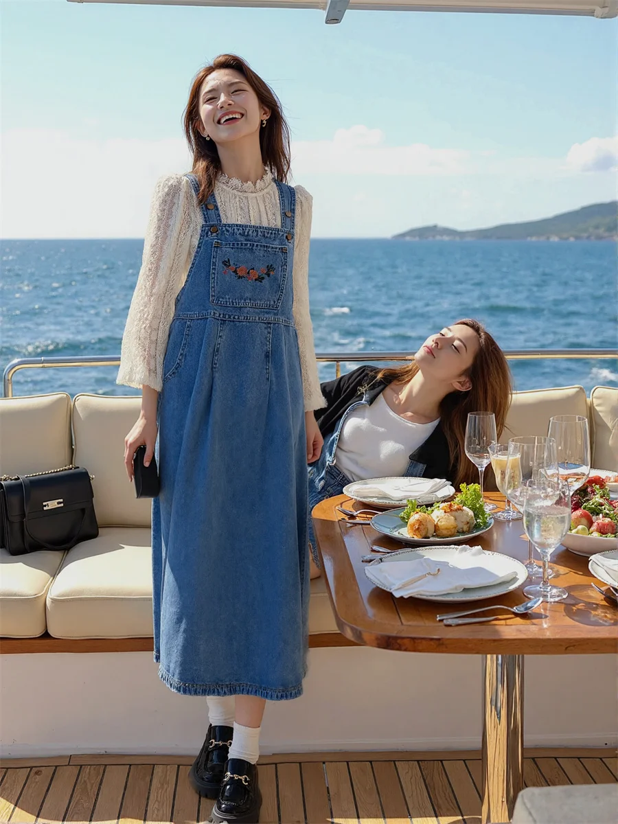 Women'S Dress Blue Loose Fit Casual Office Lady Cottagecore Fairycore Aesthetic Aesthetics Literary Boho Bohemian Vintage Retro