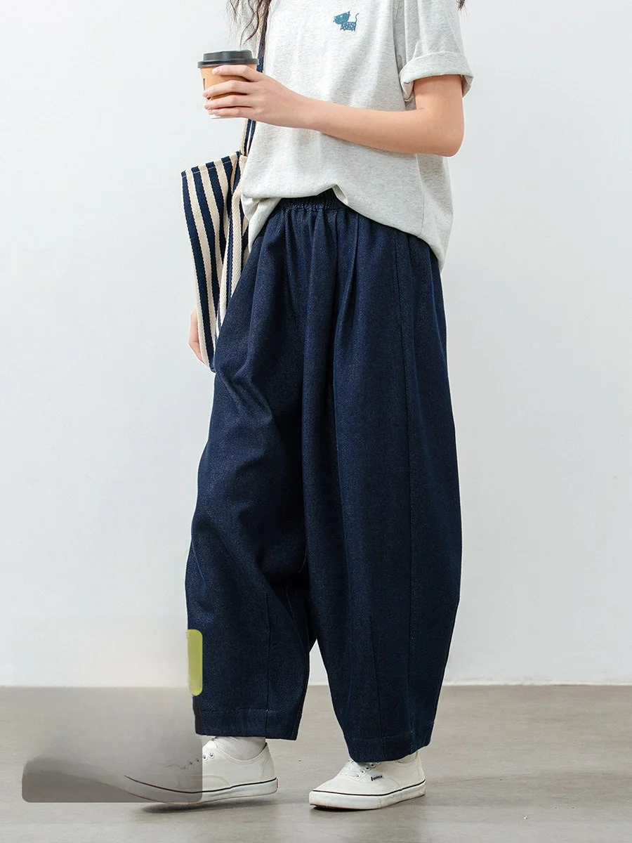 

Original Blue Denim Jeans Women's Early Spring Casual Versatile Slimming Elastic Waist Straight Leg Pants Spring Season