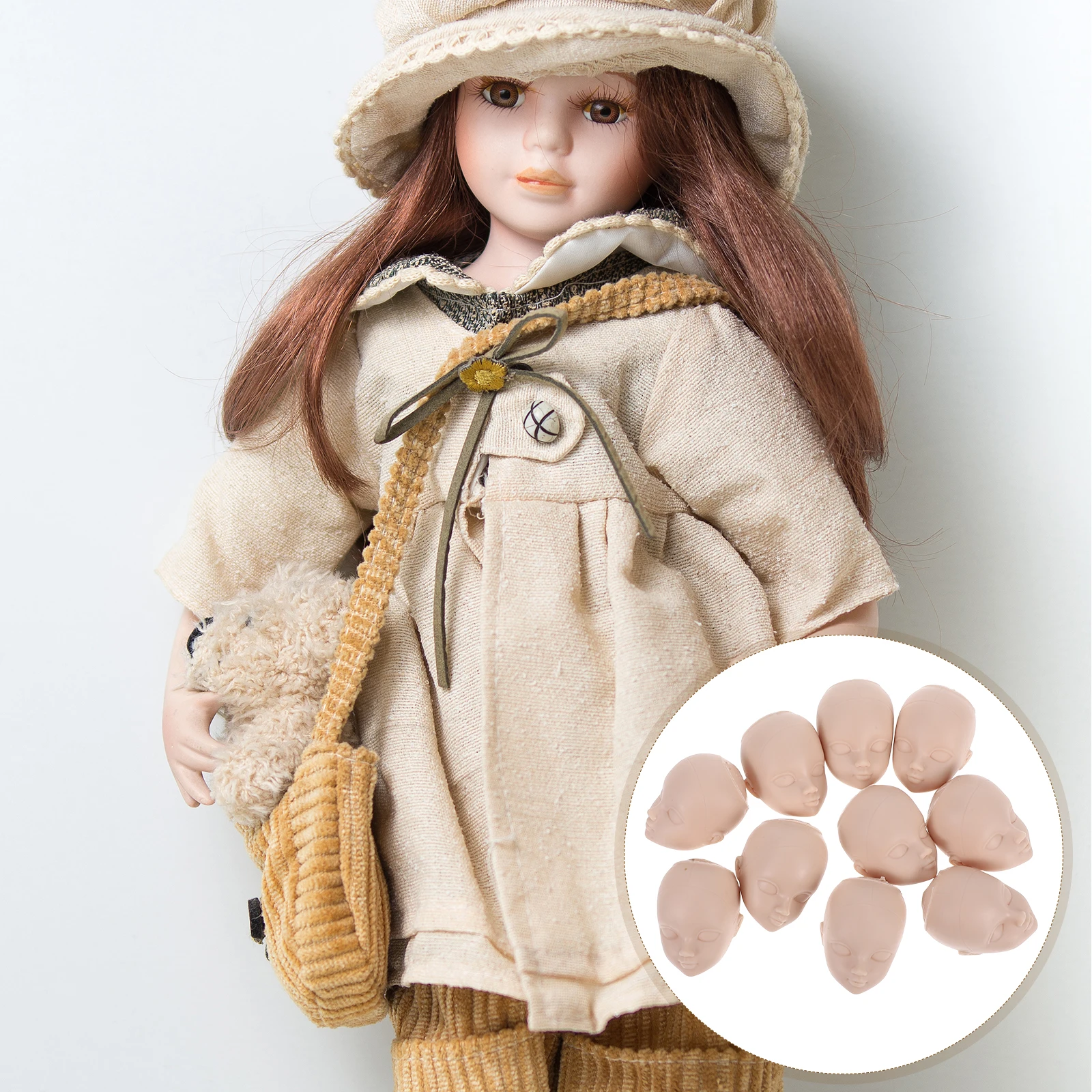 

10pcs Heads For Makeup Practice Plastic Replacement Heads Simple Design Cosmetology Training Tools Replacing Head