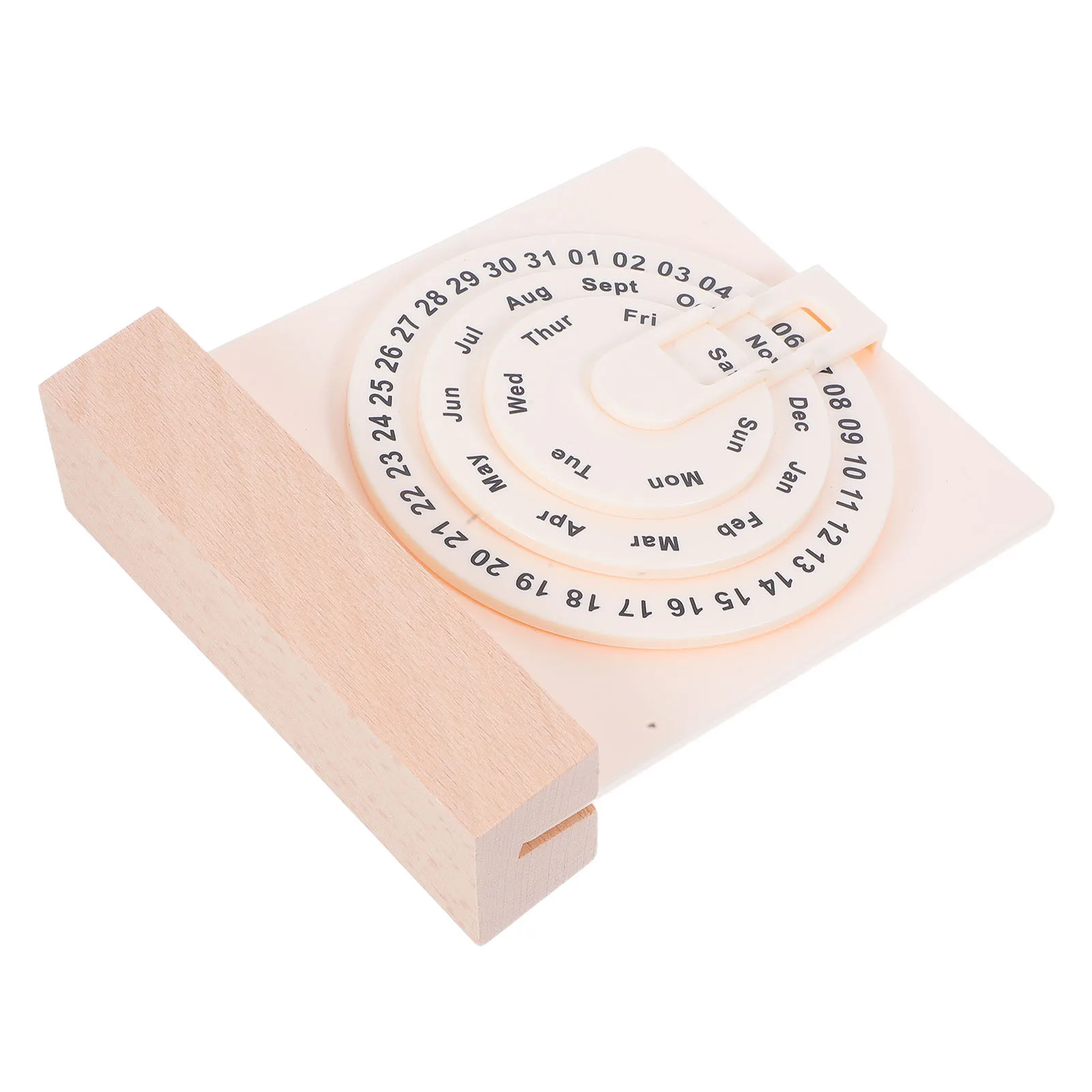 

Creative Wooden Flip Calendar Perpetual Desk Rotatable Disks Home Decoration Office Daily Manual Rotating Desktop Ornament