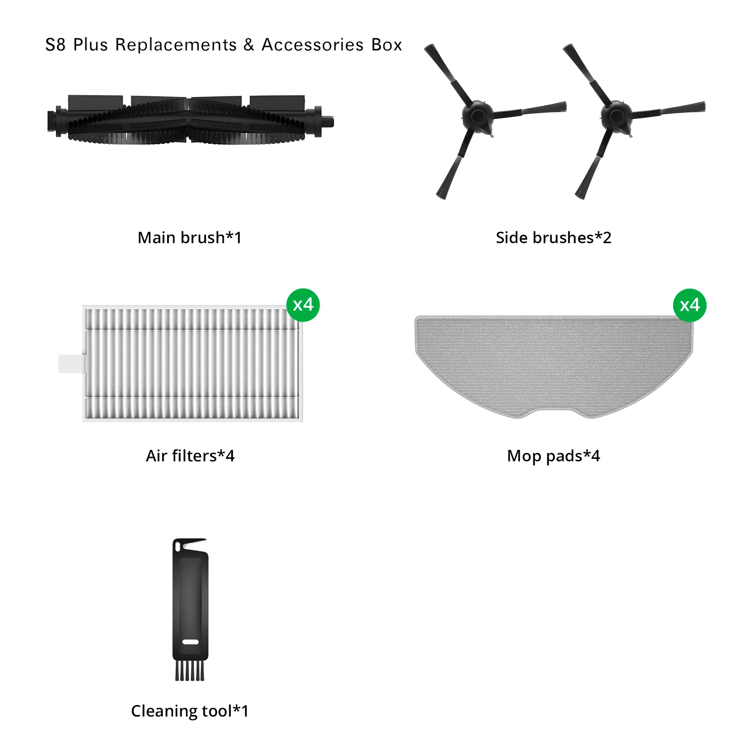 360 S8 Plus Roboter-staubsauger Ersatz & Zubehör Box Wichtigsten Pinsel Seite Pinsel Air Filter Wasser Filter Mopp Pads