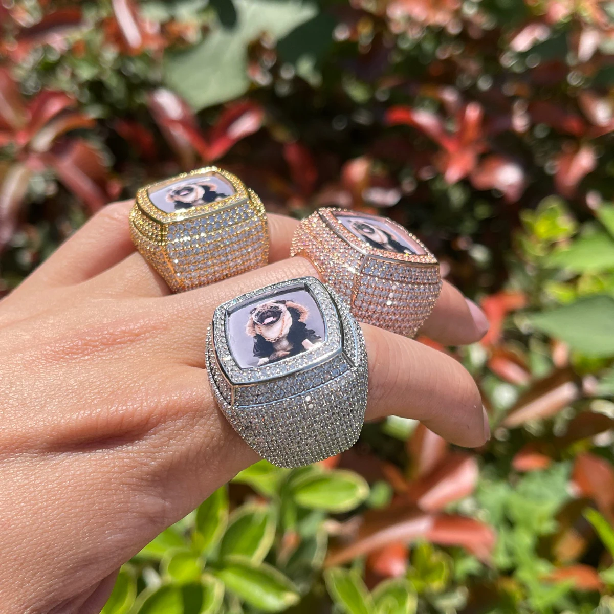 Bubble Letter Custom Photo Ring for Men Iced Out Prong Setting Hip Hop Jewelry 2023 Trend view 2