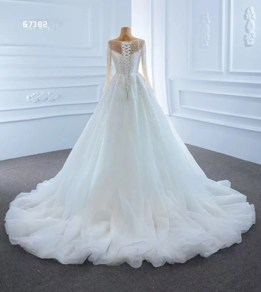 Illusion Langarm Kristall Meerjungfrau Hochzeit Kleid mit entfernen zug robe de mariage Perlen Lace-up Korsett Zurück Braut kleider