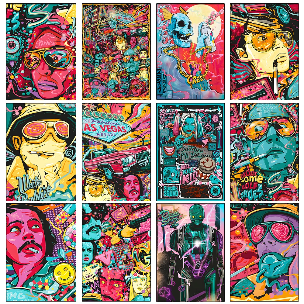 Street Graffiti Abstraction Art โปสเตอร์ Hip Hop วัฒนธรรมนักร้องผนังภาพวาดผ้าใบพิมพ์ภาพห้องนอนห้องนั่งเล่นตกแต่ง