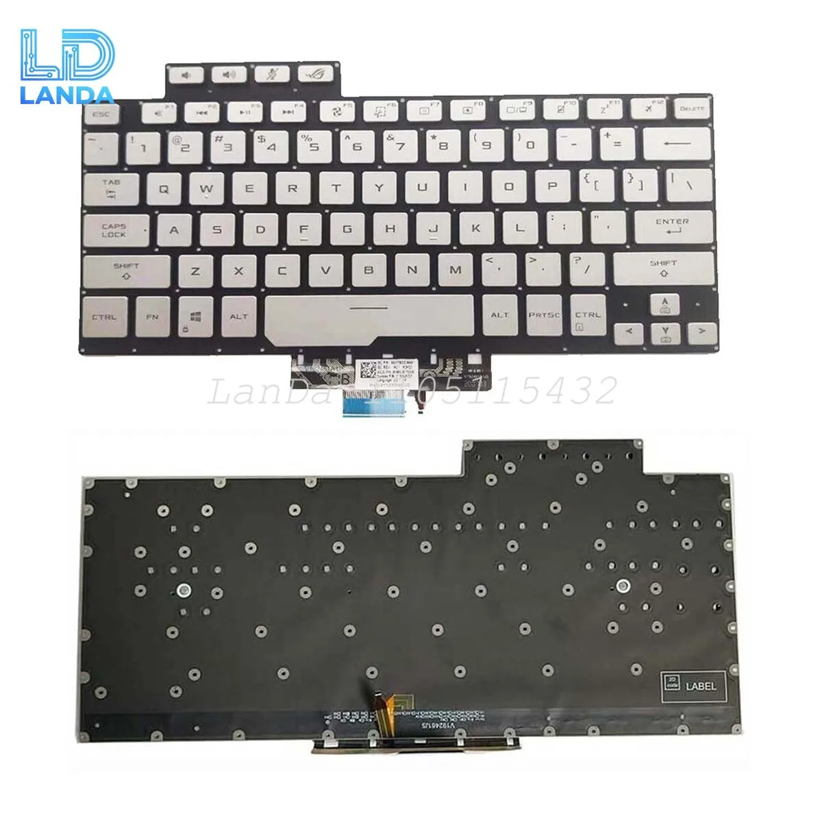 

Keyboard For ASUS ROG Zephyrus G14 GA401 GA401U Silver US Backlit Laptop