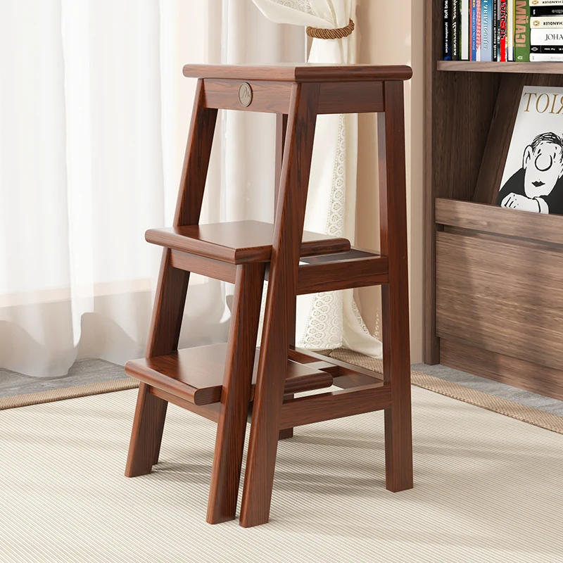 سلم خشبي قابل للطي، سلم منزلي، شريط مزدوج الأغراض، تخزين جلب التسلق